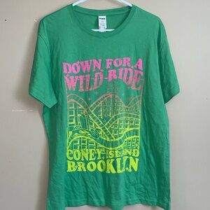 NWT PINK Victoria’s Secret “Down For A Wild Ride” Coney Island tee M